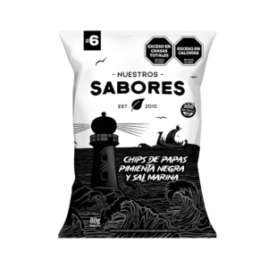 SABORES - Chips De Papa Con Pimienta Negra Y Sal Marina X 80 Grs